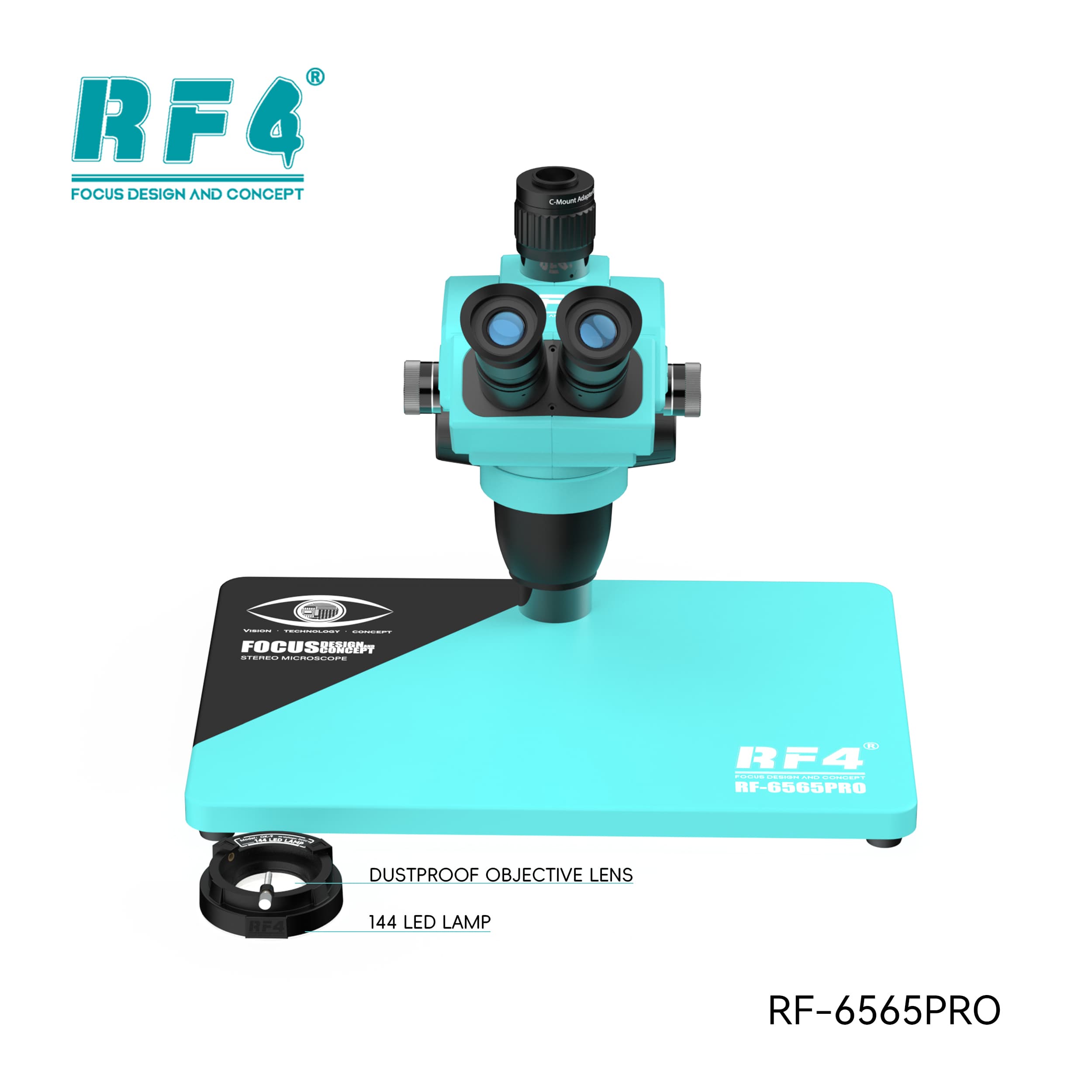 Microscópio Trinocular RF4 RF-6565PRO — detalhe