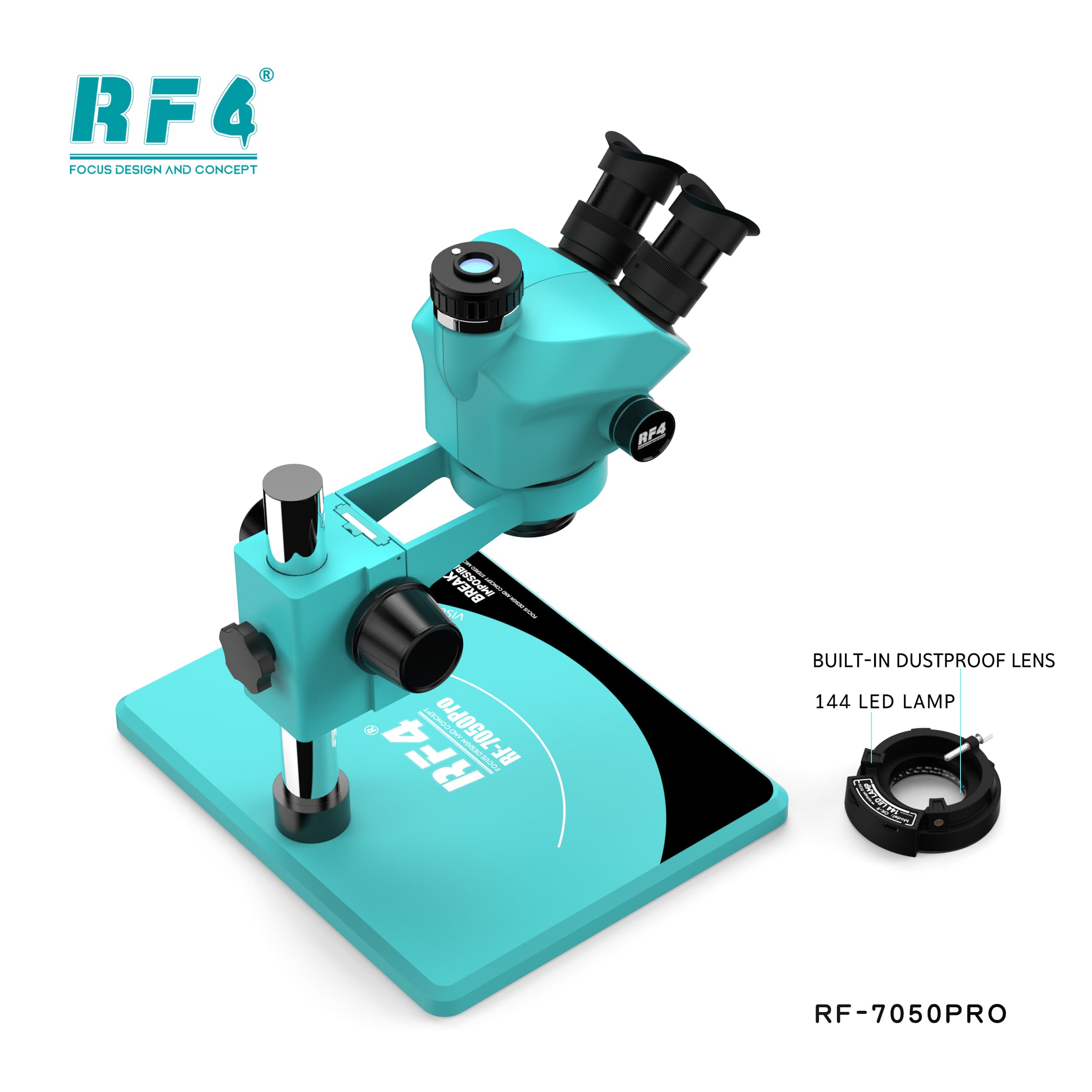 Microscópio Trinocular RF4 RF-7050PRO — vista lateral