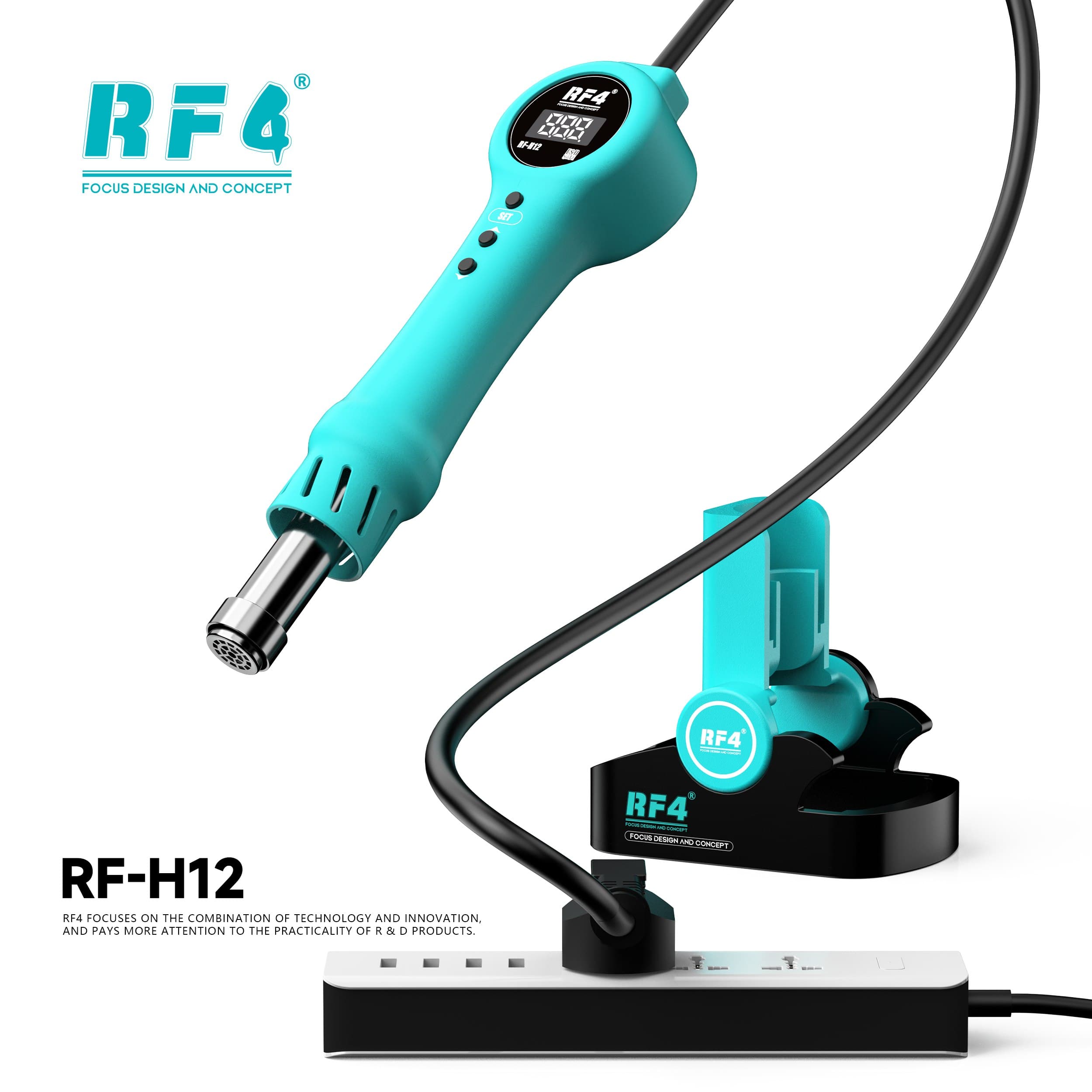 RF4 RF-H12 — conjunto completo: pistola, dock e cabo — basta ligar na tomada
