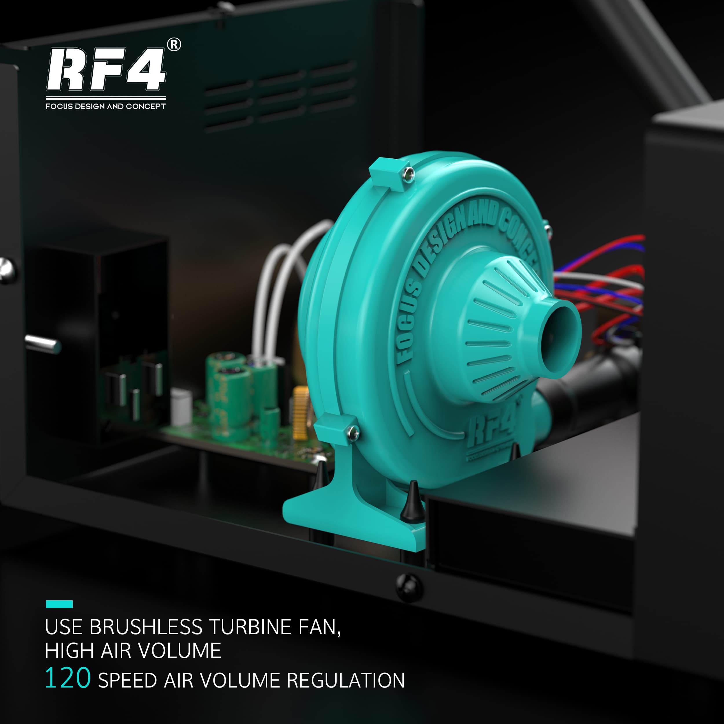 RF4 RF-H3 — turbina brushless interna de alto fluxo com 120 níveis de regulagem